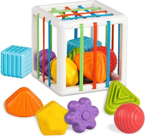 ألعاب أطفال من Tiyol Shape Sorter من 12 إلى 18 شهرًا، تعلم مونتيسوري، ألعاب تنموية، صندوق مكعبات و6 مكعبات ذات أشكال حسية، مهارات حركية دقيقة، هدايا عيد ميلاد للأطفال الصغار والبنات بعمر 1 2 3 (6 قطع) in Kuwait