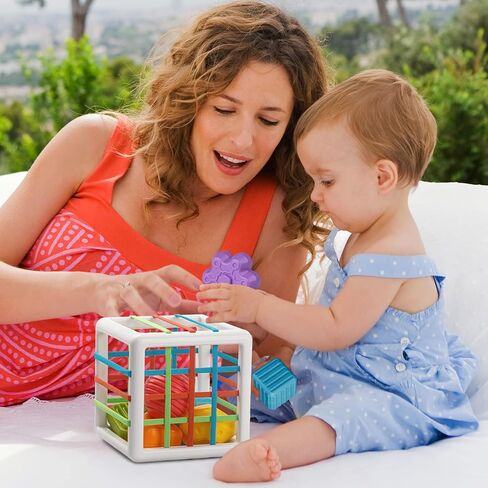 ألعاب أطفال من Tiyol Shape Sorter من 12 إلى 18 شهرًا، تعلم مونتيسوري، ألعاب تنموية، صندوق مكعبات و6 مكعبات ذات أشكال حسية، مهارات حركية دقيقة، هدايا عيد ميلاد للأطفال الصغار والبنات بعمر 1 2 3 (6 قطع) in Kuwait