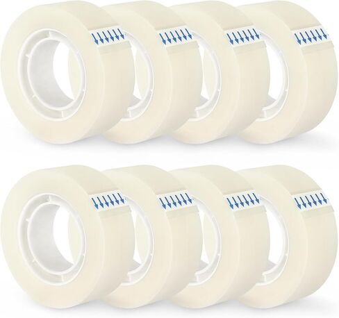 8 لفات من شريط NNY الشفاف لإعادة تعبئة الشريط غير المرئي وشريط شفاف لكل لفة مقاس 3/4 × 1000 بوصة للمكتب والمنزل والمدرسة in Kuwait