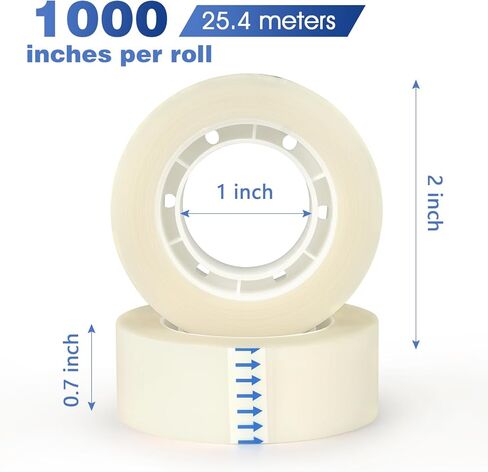 8 لفات من شريط NNY الشفاف لإعادة تعبئة الشريط غير المرئي وشريط شفاف لكل لفة مقاس 3/4 × 1000 بوصة للمكتب والمنزل والمدرسة in Kuwait