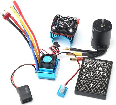 GoolRC 3650 3900KV Brushless Motor with 45A Brushless ESC Electric Speed Controller, Heat Sink and Programming Card, Waterproof Motor ESC Combo Set for 1/8 1/10 RC Car RC Boat in Saudi Arabia