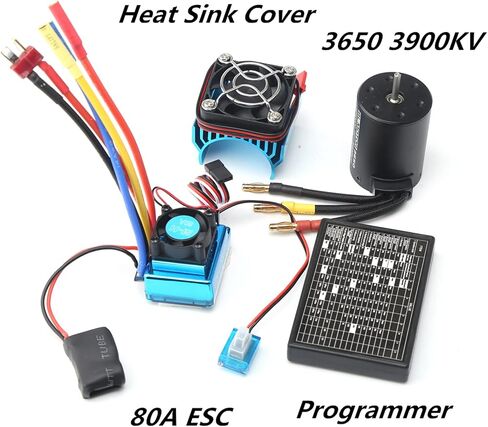 GoolRC 3650 3900KV Brushless Motor with 45A Brushless ESC Electric Speed Controller, Heat Sink and Programming Card, Waterproof Motor ESC Combo Set for 1/8 1/10 RC Car RC Boat in Saudi Arabia