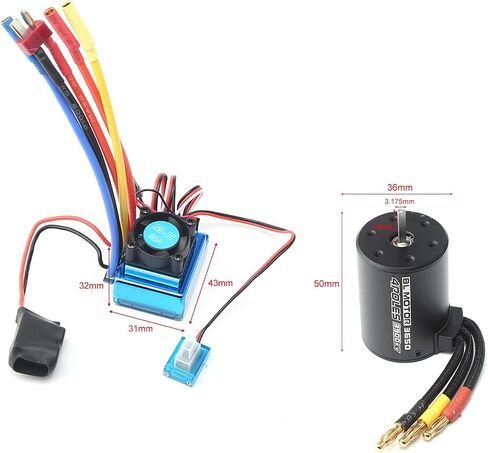 GoolRC 3650 3900KV Brushless Motor with 45A Brushless ESC Electric Speed Controller, Heat Sink and Programming Card, Waterproof Motor ESC Combo Set for 1/8 1/10 RC Car RC Boat in Saudi Arabia