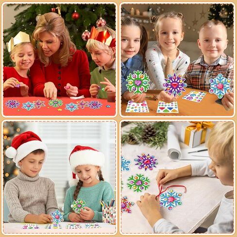 D4DREAM ملصقات حرفية لعيد الميلاد الشتوي للأطفال 24 قطعة ملصقات ندفة الثلج لعيد الميلاد للأطفال DIY ندفة الثلج الشتوية المعلقة لشجرة عيد الميلاد مجموعات زينة ندفة الثلج لديكور حفلة عيد الميلاد in Kuwait