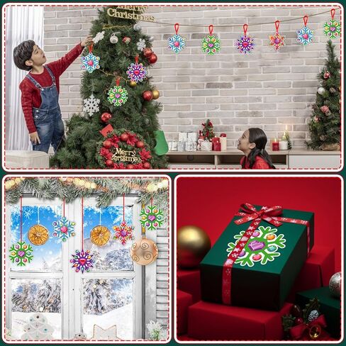 D4DREAM ملصقات حرفية لعيد الميلاد الشتوي للأطفال 24 قطعة ملصقات ندفة الثلج لعيد الميلاد للأطفال DIY ندفة الثلج الشتوية المعلقة لشجرة عيد الميلاد مجموعات زينة ندفة الثلج لديكور حفلة عيد الميلاد in Kuwait