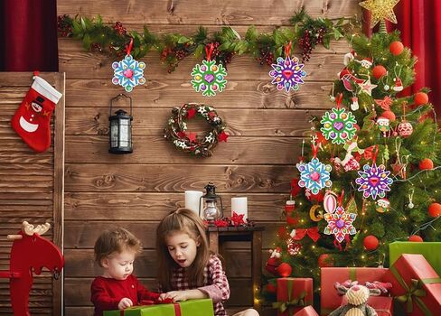 D4DREAM ملصقات حرفية لعيد الميلاد الشتوي للأطفال 24 قطعة ملصقات ندفة الثلج لعيد الميلاد للأطفال DIY ندفة الثلج الشتوية المعلقة لشجرة عيد الميلاد مجموعات زينة ندفة الثلج لديكور حفلة عيد الميلاد in Kuwait