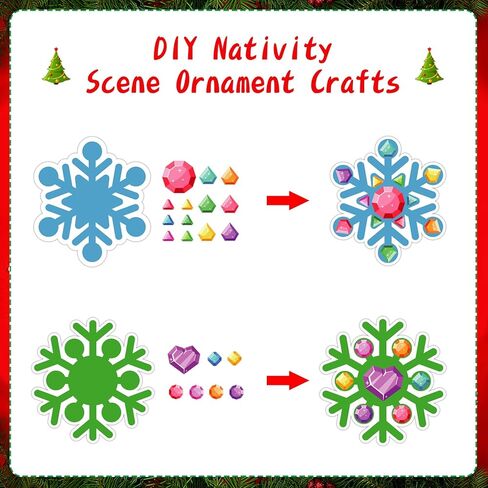 D4DREAM ملصقات حرفية لعيد الميلاد الشتوي للأطفال 24 قطعة ملصقات ندفة الثلج لعيد الميلاد للأطفال DIY ندفة الثلج الشتوية المعلقة لشجرة عيد الميلاد مجموعات زينة ندفة الثلج لديكور حفلة عيد الميلاد in Kuwait