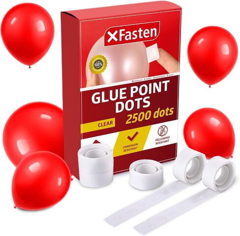 XFasten Balloon Glue Point Dots Clear, Removable, 2500 Pcs (25 Rolls), Balloons Arch Tape Adhesive | Craft Tape Dots for Party Balloons, Birthday, Baby Shower, Wedding Decoration and Scrapbooking in Saudi Arabia