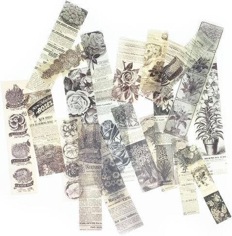 Koolemon 200 قطعة من لوازم سجل القصاصات، طقم ورق قصاصات على شكل فراشة زهرة 120 ورقة ورق حرفي مزخرف مع 80 قطعة من ملصقات Vintange لمجلة Decoupage Junk Journal in Kuwait