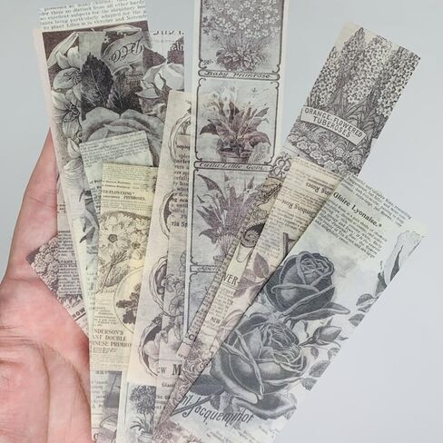 Koolemon 200 قطعة من لوازم سجل القصاصات، طقم ورق قصاصات على شكل فراشة زهرة 120 ورقة ورق حرفي مزخرف مع 80 قطعة من ملصقات Vintange لمجلة Decoupage Junk Journal in Kuwait