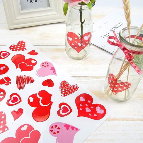 TUPARKA 4 Sheet 100 Stickers Hearts-Shape Valentine's Day Stickers for Valentine's Decoration Birthday Party Wedding Party Supplies in Kuwait