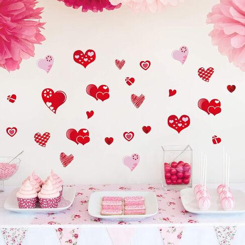 TUPARKA 4 Sheet 100 Stickers Hearts-Shape Valentine's Day Stickers for Valentine's Decoration Birthday Party Wedding Party Supplies in Kuwait