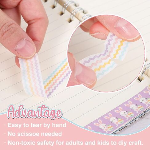 Whaline 18 Rolls Easter Washi Tape Colorful Masking Tape Cute Rabbit Bunny Carrot Chick Pattern Decorative Paper Stickers 2 Size for Easter Birthday Holiday Scrapbook DIY Craft Gift Wrapping, 16.4Ft in Kuwait