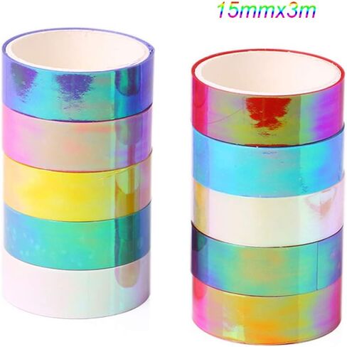 شريط لاصق واشي المجسم 10 بكرات من هوتشر صناعة يدوية قوس قزح ورق القصاصات الفنية كتاب الحرف الفنية مكتب المنزل ديكور نابض بالحياة قابل للكتابة سهل النزع لا يترك بقايا لهدايا الأطفال ، ألوان متنوعة in Kuwait