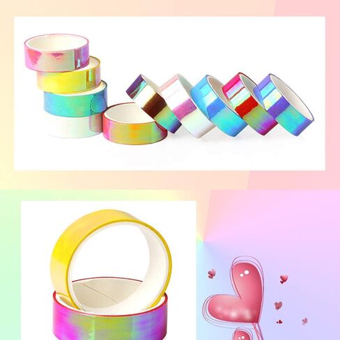 شريط لاصق واشي المجسم 10 بكرات من هوتشر صناعة يدوية قوس قزح ورق القصاصات الفنية كتاب الحرف الفنية مكتب المنزل ديكور نابض بالحياة قابل للكتابة سهل النزع لا يترك بقايا لهدايا الأطفال ، ألوان متنوعة in Kuwait