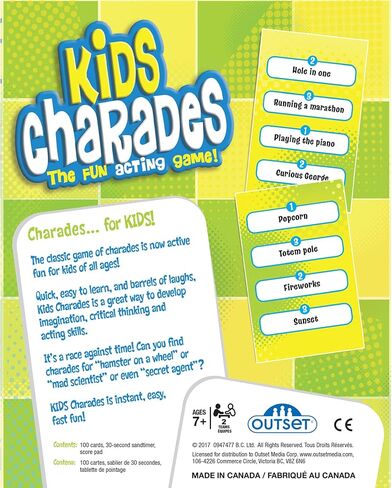 Outset Media Outset Kids Charades - Children's Game - Family Game - Features 300 Charades - Develops Critical Thinking, Builds Imagination, and Supports Creativity - for 3 or More Players - Ages 8+ in Saudi Arabia