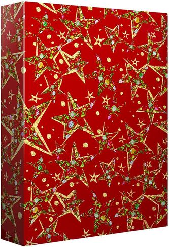 Christmas Wrapping Paper -Gift Wrapping Paper Two Continuous Rolls -Eight Feet Per Roll - Two Rolls Christmas Gift Wrap 30 Inches x 8 Feet Each - Dark Red and Gold Gift Wrap with Metallic Gold Stars in Kuwait