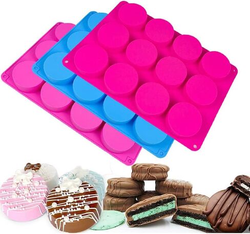 Sdmnsg-T 3 عبوات قالب سيليكون للصابون لقوالب الاستحمام الفوارة 12 تجويف قوالب السيليكون المستديرة، قوالب غطاء الشوكولاتة ذات الأسطوانة المستديرة للحلوى in Kuwait