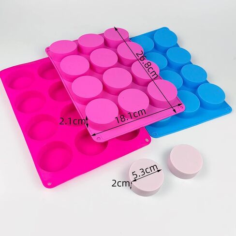 Sdmnsg-T 3 عبوات قالب سيليكون للصابون لقوالب الاستحمام الفوارة 12 تجويف قوالب السيليكون المستديرة، قوالب غطاء الشوكولاتة ذات الأسطوانة المستديرة للحلوى in Kuwait