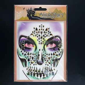 Halloween Face Jewels Stickers Sugar Skull Face Gems Stickers Day of The Dead Face Rhinestone Crystals Stickers Festival Rave Temporary Tattoos Face Gems Stick on for Halloween Cosplay Party