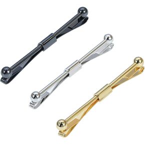 VVCome 3PCS Men's Classic Tie Clips Shirt Collar Clip Collar Bar for Necktie Gold Silver Black Tone Necktie Bar Pinch Clips Tie Pins Collar Holder in Saudi Arabia