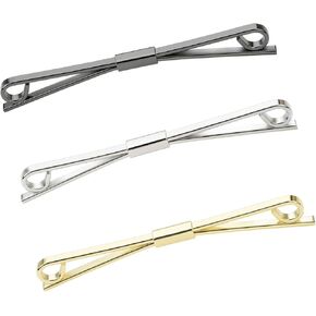 VVCome 3PCS الرجال الكلاسيكية التعادل كليب قميص طوق كليب طوق شريط لربطة العنق الذهب الفضة الأسود لهجة شريط ربطة العنق قرصة مقاطع التعادل دبابيس طوق حامل in Saudi Arabia