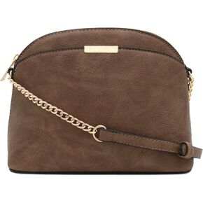 FashionPuzzle Faux Leather Small Dome Crossbody bag with Chain Strap