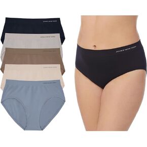 Jones New York Women's Hi Cut Brief Full Coverage Seamless Stretch Comfort Underwear - 5 Pack Multipack