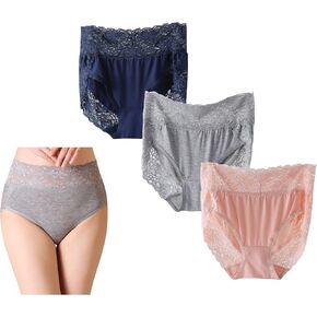 تشونغ النساء 3 حزمة الدانتيل ملخصات سراويل مرحبا قطع الخصر الأوسط الملابس الداخلية حجم كبير التغطية الخلفية الكاملة S-XXL الملابس الداخلية in Kuwait