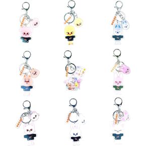 9 قطع سلسلة مفاتيح SKZOO، مجموعة سلسلة مفاتيح Stray Kids مجموعة هدايا للأطفال الضالة للفتيات والنساء هدايا حفلات أعياد الميلاد Kpop in Kuwait