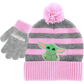 Star Wars Baby Yoda Kids Winter Hat and Snow Glove for Girls and Toddlers 2 Pc Set Cute and Warm Pom-Pom Beanie Outdoor Wear in Kuwait