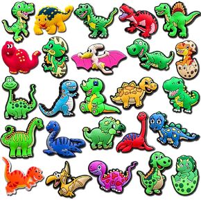 Wlyosvje 25PCS Dinosaur Shoe Charms Decoration for Clog Sandals, Dino Charms Accessories for Boys Teens Men Party Favor in Kuwait
