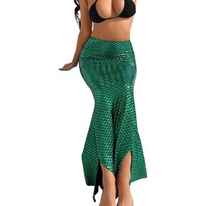 Zoestar Mermaid Skirt Beach Fish Scale Skirt Fashion Long Mermaid Skirt Party Club Costumes for Women and Girls