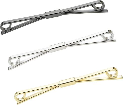 VVCome 3PCS Men's Classic Tie Clips Shirt Collar Clip Collar Bar for Necktie Gold Silver Black Tone Necktie Bar Pinch Clips Tie Pins Collar Holder in Saudi Arabia