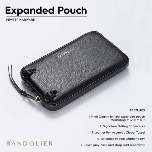 Bandolier Expanded Zip Pouch - Black/Gold - Phone Case & Strap Sold Separately in Kuwait