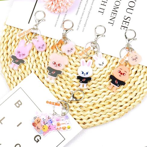 9 قطع سلسلة مفاتيح SKZOO، مجموعة سلسلة مفاتيح Stray Kids مجموعة هدايا للأطفال الضالة للفتيات والنساء هدايا حفلات أعياد الميلاد Kpop in Kuwait
