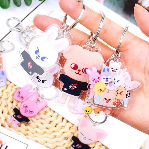 9 قطع سلسلة مفاتيح SKZOO، مجموعة سلسلة مفاتيح Stray Kids مجموعة هدايا للأطفال الضالة للفتيات والنساء هدايا حفلات أعياد الميلاد Kpop in Kuwait