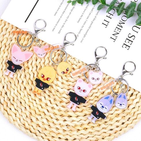 9 قطع سلسلة مفاتيح SKZOO، مجموعة سلسلة مفاتيح Stray Kids مجموعة هدايا للأطفال الضالة للفتيات والنساء هدايا حفلات أعياد الميلاد Kpop in Kuwait