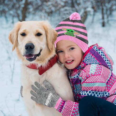 Star Wars Baby Yoda Kids Winter Hat and Snow Glove for Girls and Toddlers 2 Pc Set Cute and Warm Pom-Pom Beanie Outdoor Wear in Kuwait