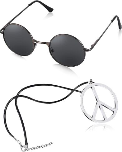 Hippie Dressing Accessory Set Hippie Glasses and Peace Sign Necklace in Kuwait
