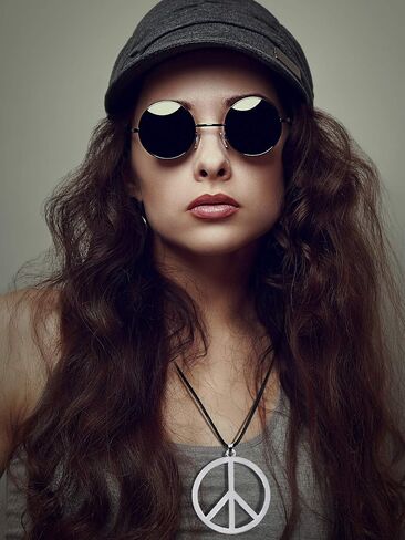 Hippie Dressing Accessory Set Hippie Glasses and Peace Sign Necklace in Kuwait