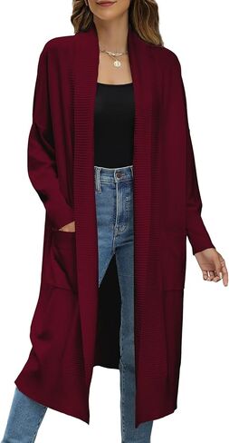 Sucolan Women's Cardigans 2023 Open Front Kint Cardigan Sweater Lightweight Soft Sweater Jacket with Pockets in Saudi Arabia