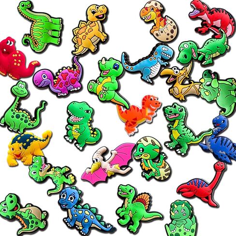Wlyosvje 25PCS Dinosaur Shoe Charms Decoration for Clog Sandals, Dino Charms Accessories for Boys Teens Men Party Favor in Kuwait