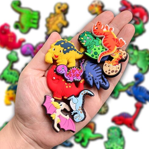 Wlyosvje 25PCS Dinosaur Shoe Charms Decoration for Clog Sandals, Dino Charms Accessories for Boys Teens Men Party Favor in Kuwait