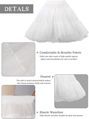 تنورة نسائية من قماش قطني عتيقة من الخمسينيات، تنانير توتو، تنانير داخلية من الأورجانزا روكابيلي in Kuwait