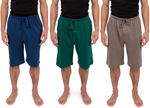 Andrew Scott Men's 3 Pack Soft & Light Cotton Drawstring Yoga Lounge & Sleep Jam Shorts/Jersey Shorts with Pockets in Saudi Arabia