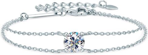 سوار AINUOSHI Moissanite قابل للتعديل، من الفضة الإسترلينية عيار 925 مع طلاء ذهب عيار 14 قيراط، معبأ في صندوق مجوهرات in Kuwait