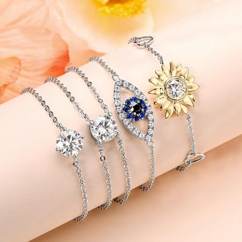 سوار AINUOSHI Moissanite قابل للتعديل، من الفضة الإسترلينية عيار 925 مع طلاء ذهب عيار 14 قيراط، معبأ في صندوق مجوهرات in Kuwait