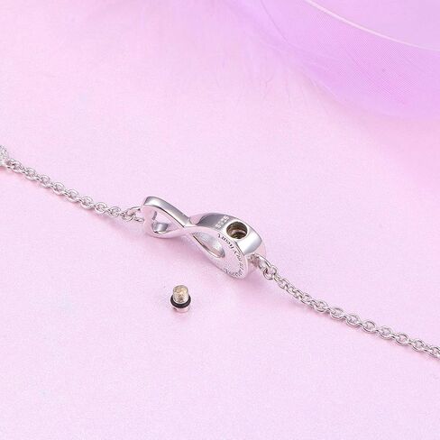S925 Sterling Silver Urn for Ashes Infinity or Sunflower with Cross or Angel Wings Bracelet for Women in Kuwait