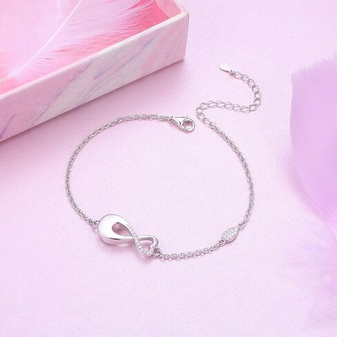 S925 Sterling Silver Urn for Ashes Infinity or Sunflower with Cross or Angel Wings Bracelet for Women in Kuwait